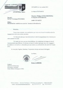 lettre maire Bordaberria